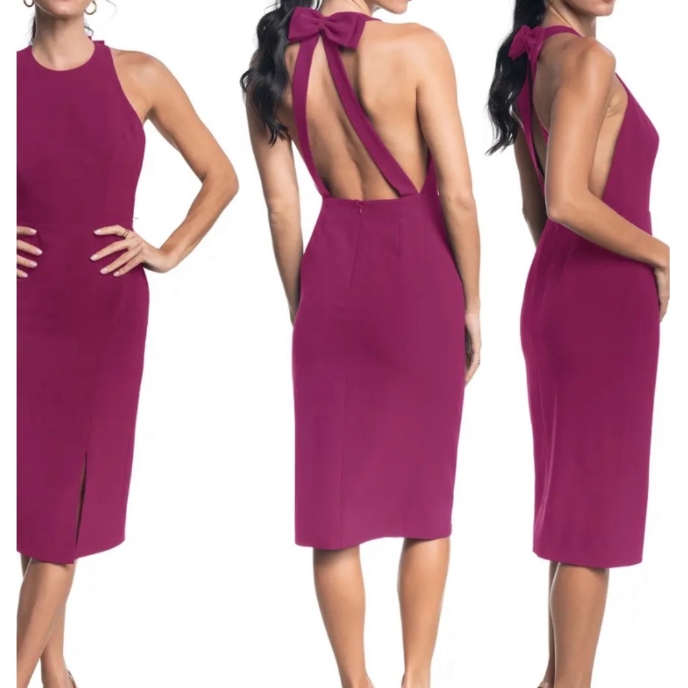 DRESS THE POPULATION BACKLESS MIDI DRESS